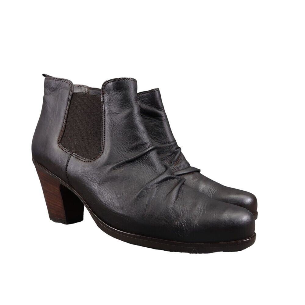 Paul Green Shoes Womens 9 Bootie Block Heel Chelsea Slouch Leather Classic Black